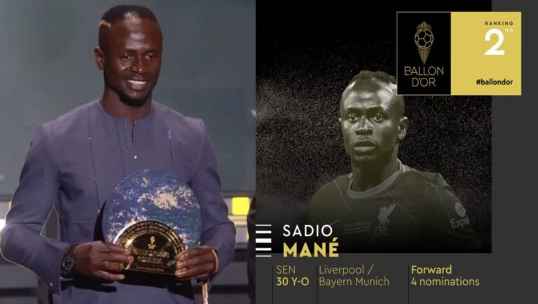 Ballon d’Or européen 2022 : le prix Socrates pour Sadio Mané