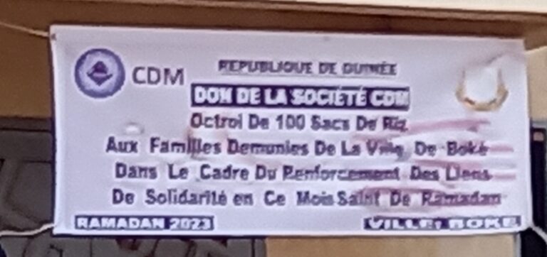 Boké/Humanitaire: La société CMD-Chine offre 100 sacs de riz aux familles démunies, des handicapés crient à la magouille