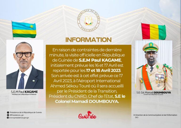 Guinée/Coopération: Le Président Paul Kagamé attendu à Conakry ce lundi à 20h30′