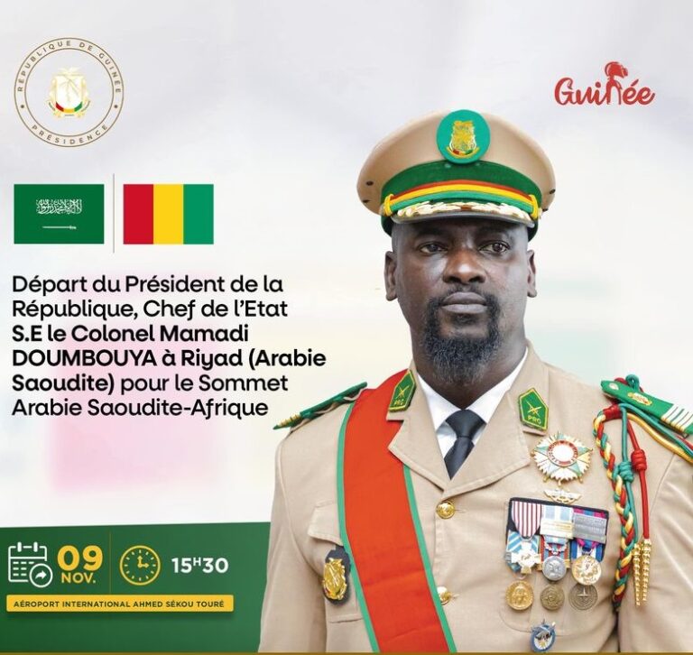 Sommet Saoudi-Afrique: Le Colonel Mamadi Doumbouya quitte Conakry ce jeudi pour Riyad