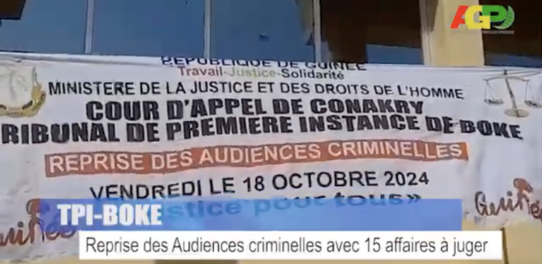 TPI-Boké : Reprise des audiences criminelles avec 15 affaires à juger