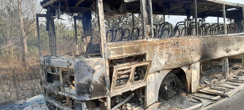 Dubréka: Un bus transportant des étudiants a pris feu à Ouassou